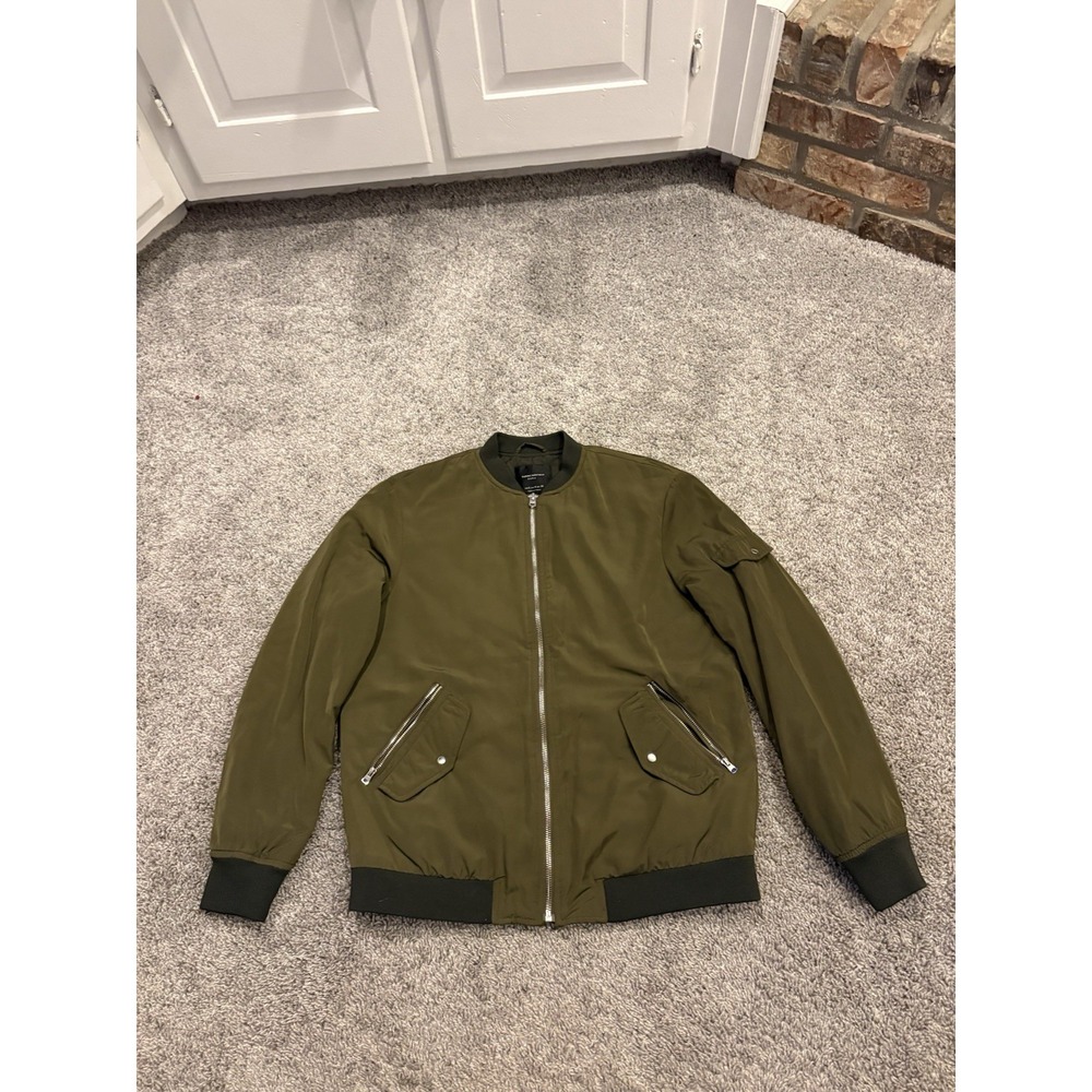 ZARA Trafaluc Green Windcheater MA Flyers Jacket size Small Mens Full Zip Bomber